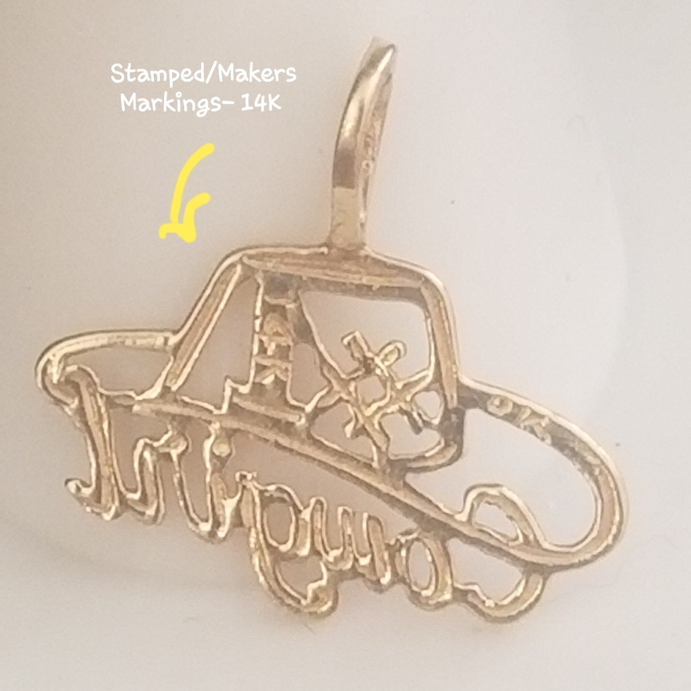 14K Gold #1 Cowboy Hat Pendant - Picture 2 of 8